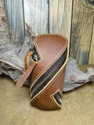 Top-Grain Crazy Horse Leather Handmade Key Pouch, Natural Texture × Vintage Feel, More Stories with Age/BROWN