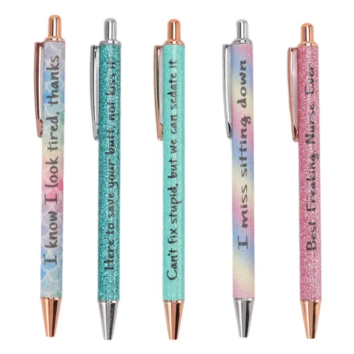 Ballpoint Pens Waterproof Ink Lightweight Portable Plastic Pressing Type Clip Design Writing Ballpoint Pens Set of 5pcs
