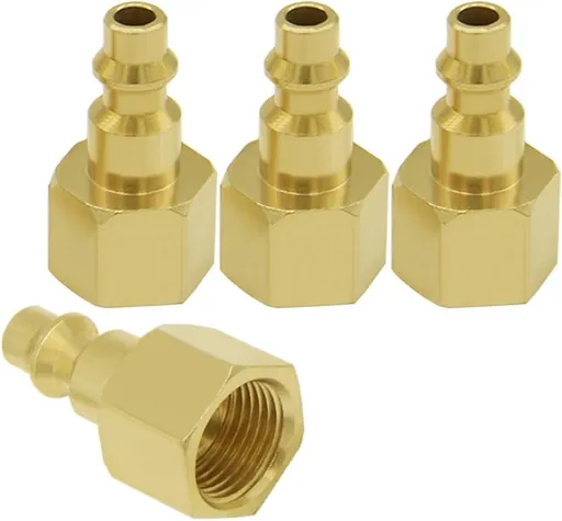 4PCS Air Plug to 3/8" Flare Female SAE Flare Fittings SAE 45° Female Industrial Brass Air Hose Quick Connect Air Fittings