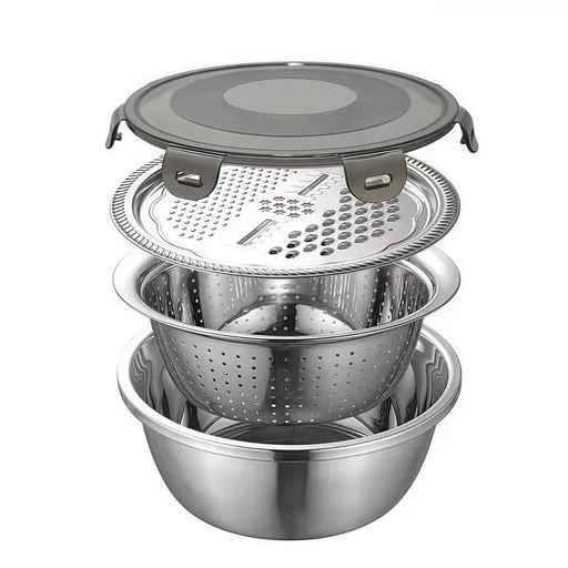 4 Pcs Kitchen Mixing Bowls with Grater Lid Stainless Steel Construction