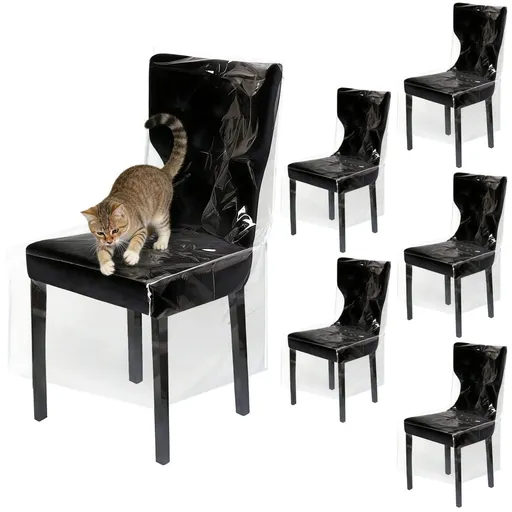 6PCS Transparent PVC Dining Chair Covers, Full Coverage Waterproof Chair Protectors, Dustproof & Pet Proof Removable Slipcover for Kitchen Seat, 42.9 x 23.6 x 19.6 x 19.6 in