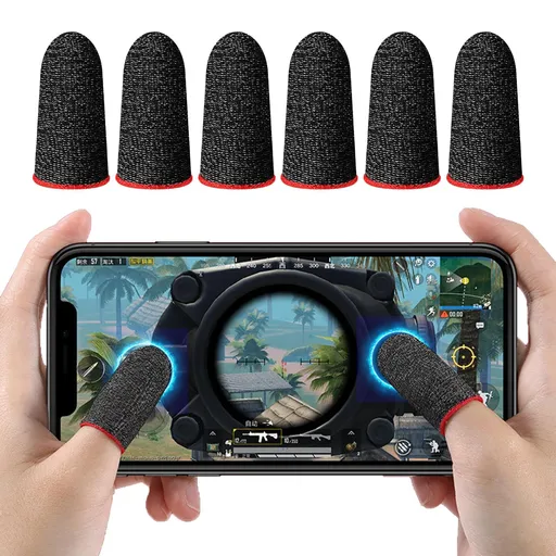 6 Piece Finger Sleeve for Gaming Mobile Game Controller Finger Thumb Sleeve Anti Sweat Breathable Seamless Touchscreen