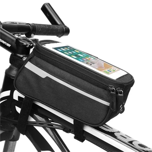 Bike Bag Waterproof Front Frame Top Tube Mount Bicycle Handlebar Cycling Phone Mount Bag Touch Screen Holder Storage Pouch Case Cycling Pack Fit Phones Below 6.0