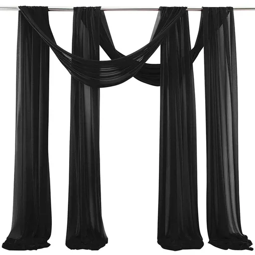 Red Sheer Window Scarf, 2 Pcs Red Sheer Window Scarf Curtains Valance, 216 inches Extra Long, Soft Textured Bed Canopy Scarf Curtains, Idea for Wedding Party Event Designs/Home Decor