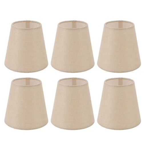 6PCS Linen Fabric Lamp Shade Cover Cylindrical Lampshade with Iron Support for Household Light