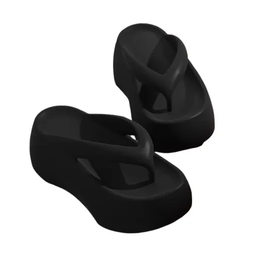 Sandals, 7CM Thick Sole Height-Increasing Flip Flops for Women, Summer Comfort Sandals for Beach & Outdoor Wear Flip Flops for Women - Black - Size 7