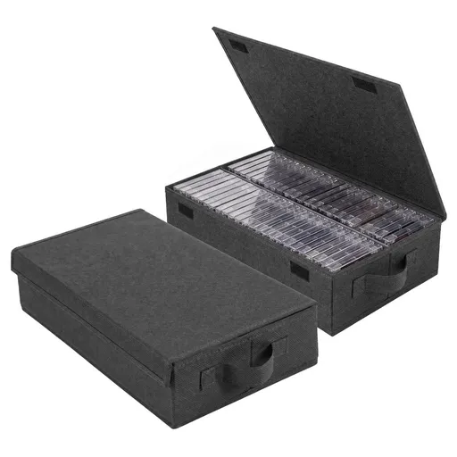 2 Pcs Cassette Tape Storage Box, Stackable Lid Structure, Protective Dust Coverage, for Easy Portability, 16.54x9.45x3.54in Each