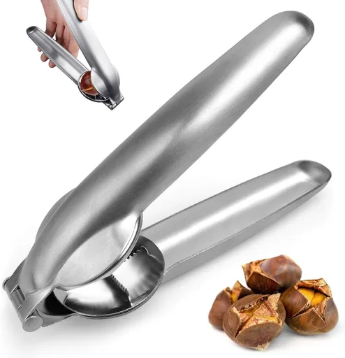Chestnut opener - Nutcracker - Chestnut clip - Dried fruit opener - chestnut tongs - chestnut cutter - nutcracker tongs - nutcracker - manual chestnut cracker - walnut cracker - chestnut clamp - for chestnuts, walnuts, hazelnuts - 17.5*5.5cm - silver
