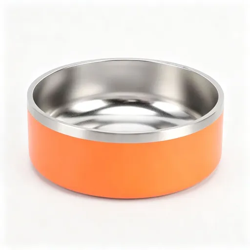 42oz 304 Stainless Steel Cat Dog Bowl | Double Layer Pet Feeding Bowl | Anti-Slip Bottom | Orange | for Medium Dogs & Cats | Christmas Vibrant Medium Bowl
