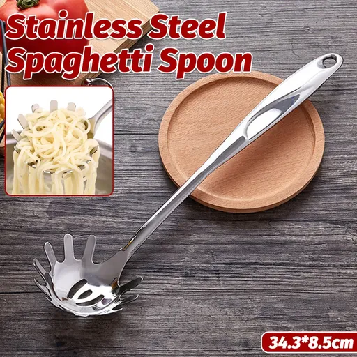 Stainless Steel Pasta Server Cooking Tool Spaghetti Spoon Fork Kitchen Utensil