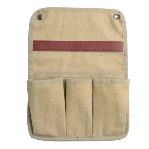 Sofa Armrest Organizer, Versatile Durable Reinforced Seams Canvas Chair Armrest Side Organizer Practical for Armrest (Khaki)