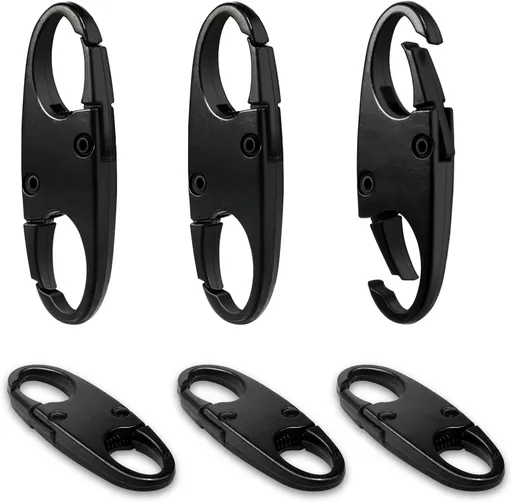 6Pcs Double Opening Lock Zipper Pull Replacement Clips, Small Carabiner Clips, Zipper Locks Anti Theft Deterrent for Bag Luggage Pickpocket Backpack Purse Travel Suitcase (Black)