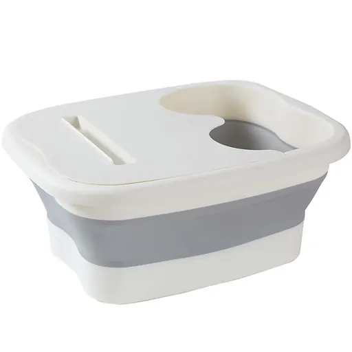 Foldable Foot Tub Portable Large Capacity Foot Basin for Home Bathroom Spa and Travel - White