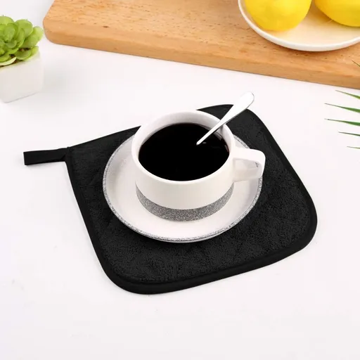 Thickened Insulation Placemat Heat-Resistant Table Mats Towel Liner for Kitchen Dining Room Decor(Black)