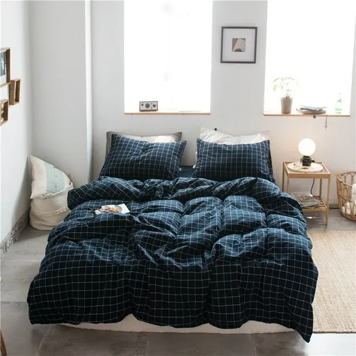 Cotton 4 Piece Set Modern Minimalist White Bed hat kit_1.5m bed-quilt cover 200x 230cm (four-piece set)