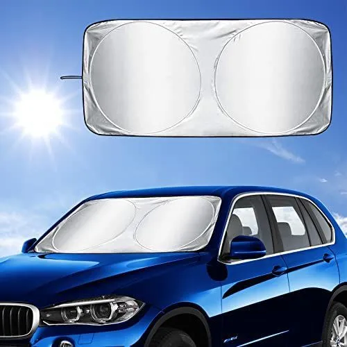 160x86cm Car Windscreen Sun Shade,Front Windshield Sunshade,Foldable Cover Visor Sunshades,Reflective UV Dust Protector,Automotive Ray Protection Block Parasol,Keep Your Vehicle Cool,Fit Various Sizes