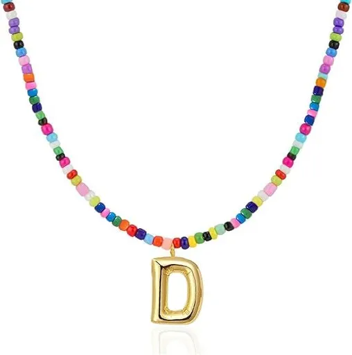 Colorful Initial Necklaces Graduation Gifts for Girls Kids Teens, 6-18 Year Old Girl Birthday Gift Teen Girl Gifts Trendy Stuff Gold Bubble Letter Pendent Necklace Jewelry（D)