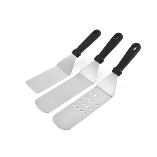 6 Piece Stainless Steel BBQ Griddle Tool Set with 3 Spatulas, 2 Squeeze Bottles and Scraper for Flat Top Grill Cooking, Silver