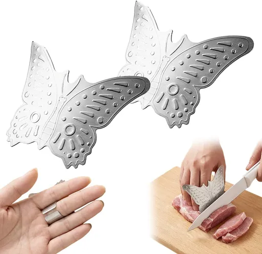 Stainless Steel Finger Guard, 2026 Upgrade Finger Protector for Cutting, Cute Butterfly & Bear Styles Safe Slicing Tool for Chopping Dicing Kitchen Food Prep (Butterfly-2PCS)