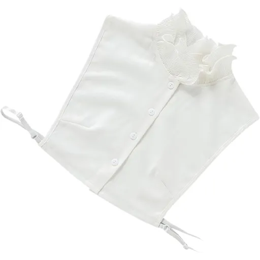 Detachable Fake Collar White Chiffon Ruffled dickey - Elegant Lace Edge False Collar for Women's Shirts and Blouses