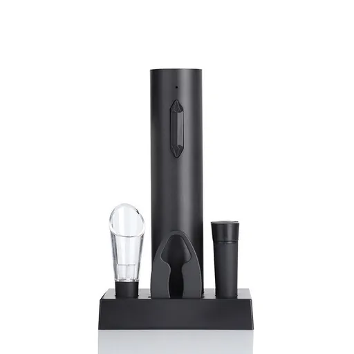 Six-piece set Electric Wine Opener（Includes base, pourer, and stopper） - Rechargeable Automatic Corkscrew , USB-C Fast Opening Bottle Opener for Red Wine, Ergonomic ABS Stainless Steel Design, Home Bar & Party Essential