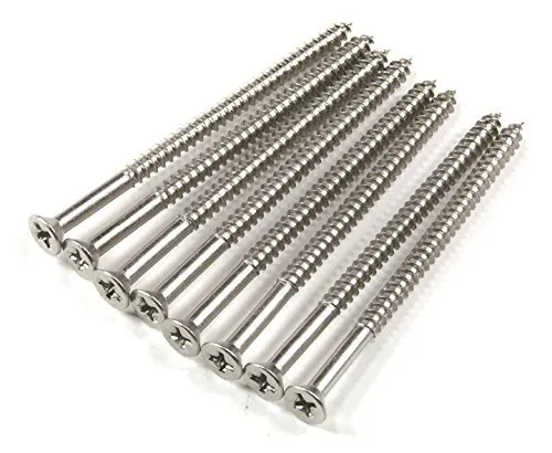 Satin Nickel Wood Screws, Heavy-Duty Screws for Doors, Cabinets, Furniture & DIY Projects (9 x 3 Inch – 24 Pack)
