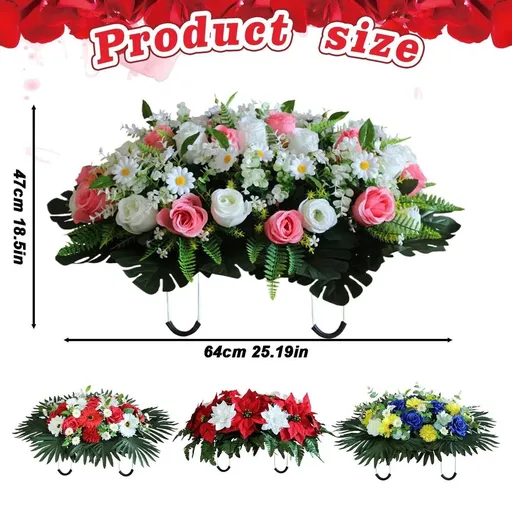 An Artificial Flower Cemetery Flower Saddle Artificial Cemetery Flower Saddles for Large Artificial Cemetery Flower Cemetery Memorial Flowers for Outdoor Decoration