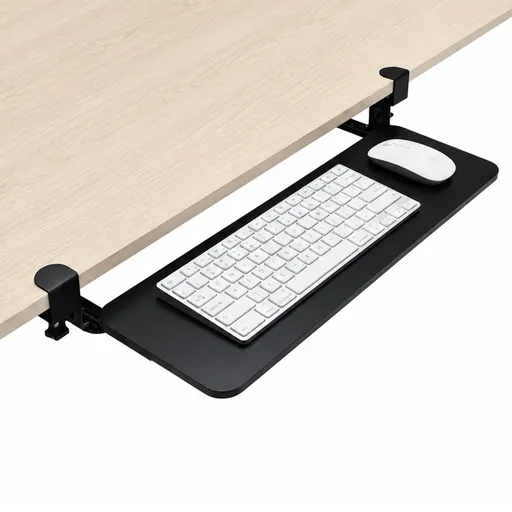 Tooleroo Computer Keyboard Tray Under Desk Clamp On Pull Out 65cm - Black