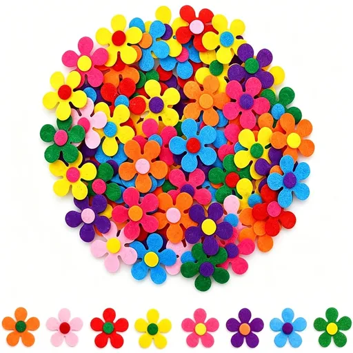 120 Pcs Felt Flowers Fabric Flowers Embellishments for Crafts,1.1Inch Assorted Colors Mini Flowers Felt Stickers Flowers for Crafts Diy