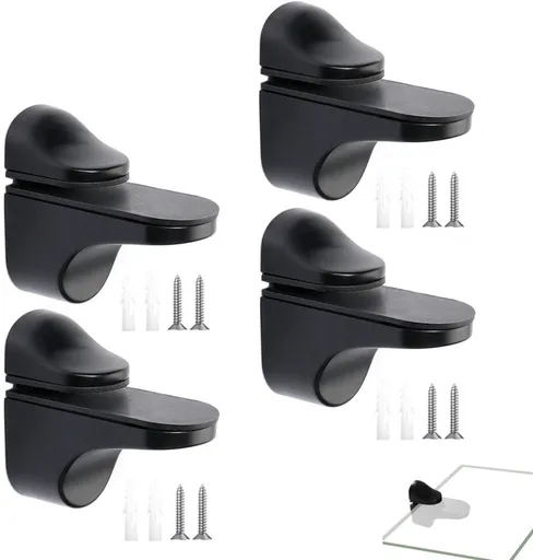 4 pieces - Glass clamp - Glass shelf brackets - Adjustable - Glass shelf bracket - fishmouth glass clip - wall mounting bracket - zinc alloy - furniture accessories - hardware accessories - with screws - for shelves of 3-20 mm thickness - 56*24*50 mm