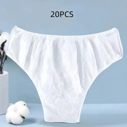 20 Disposable Non-Woven Underwear for Men And Women - Suitable for Bathhouses, Steam Rooms, Spas, Beauty Salons And Travel, Fits Individuals Up to 80KG One size White 20 pieces