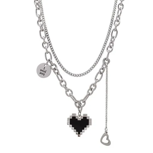 Chunky Heart Chain Necklace for Women - Fashion Statement Teen Girl Cool Punk Drop Pendant Choker Jewelry Gift