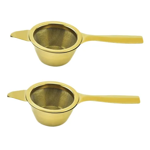 2pcs mini matcha sifter - 304 stainless steel- brakes clumps in your matcha, tea strainer, cocktail strainer with base, Gold