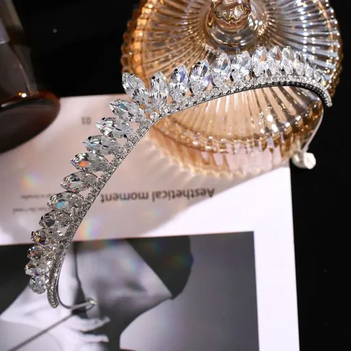 Rhinestone Studded Headband, Plated Silver, Alloy, Elegant Wedding Hair Accessory