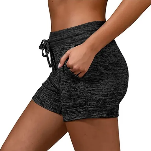 Women's Drawstring Yoga Shorts Quick Dry Workout Running Shorts Stretch Fitness Sports Pants Black - 3XL