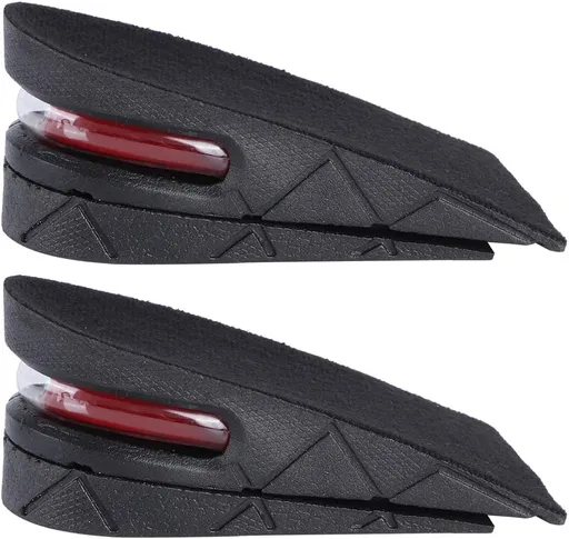 2in Height Increasing Insoles for Men Women, 2 Layer Adjustable Air Cushion Massage Shock Relief Comfortable Feet for Sports Shoes Boots (Black)