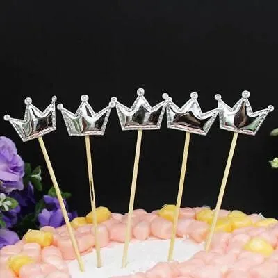 Happy Birthday Acrylic Cake Topper Cake Decoration Golden Silver Party - Silver-Crown