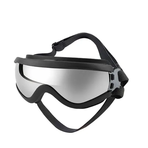 Dog Goggles Sunglasses for Medium Large Dogs, UV Protection Windproof Pet Eye Wear with Adjustable Strap for Outdoor Travel Car Rides and Lawn Activities (M, Silver)