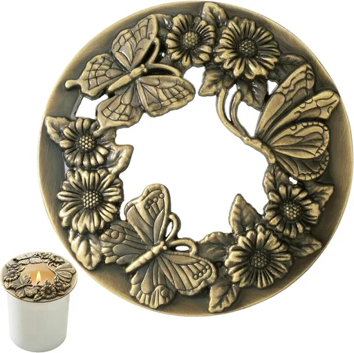Antique Bronze Candle Toppers, Even Burn Candle Cover Shades for Jar Candles, Alloy Decorative Carved Shades Home Decor Accessories for Bedroom Candle Lovers