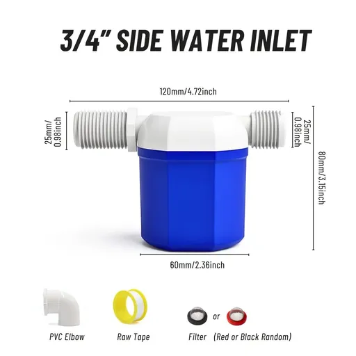 Independent Packaging Float Valve That Automatically Stops Water Flow And Controls Water Replenishment 3/4" Side water inflow