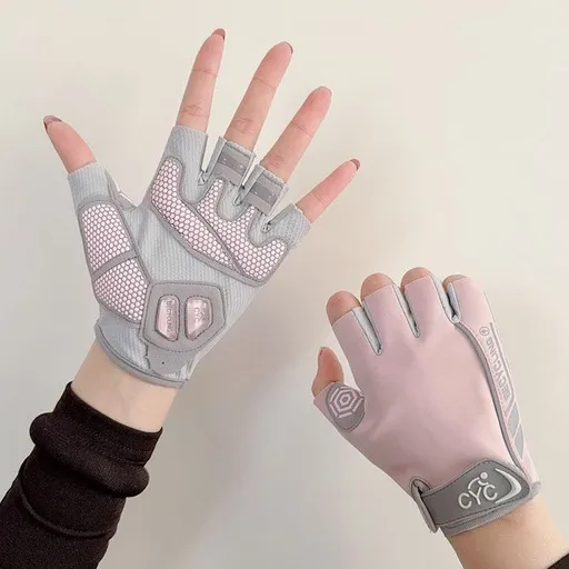 Pink Lightweight Cycling & Workout Gloves with Liquid Silicone Grip, Half Finger Fitness Gloves for Weightlifting, Gym Training, Cycling and Bar Exercises S Size