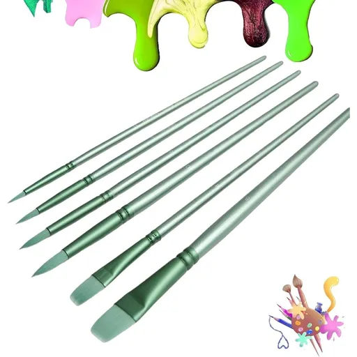 6PCS/Set Nylon Hair Smoothly Brush Paint by Numbers Art Materials, Nylon Brush Set Paint by Number, Round Tip Art Brushes, for Watercolors, Acrylics, Inks, Oil and Detail