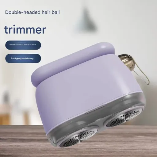 Compact Electric Lint Remover with LED Display & Dual Head - USB Rechargeable(Purple)