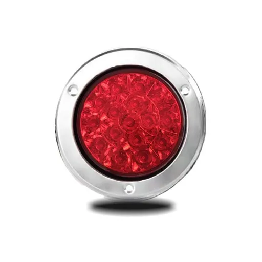 2pc 4" Inch Round 16 LED Trailer Tail Lights [Stainless Steel Chrome Bezel & Connector Plug] Stop Brake Lights Compatible with Jeep TJ Semi Truck RV Flatbed Camper