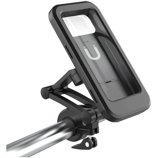 Bike Cell Phone Holder, Waterproof Smartphone Holder with Touch Screen, 360 Swivel, Height Adjustable for up to 6.7 Inch, Motorcycle to Bike, Black
