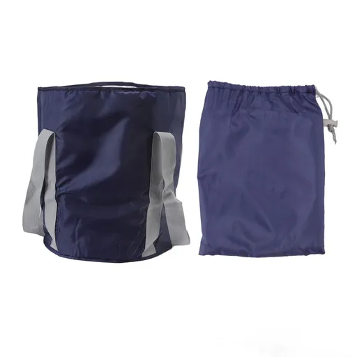 Foldable Foot Tub Polyester Double Layer Collapsible Camping Bucket with Storage Bag for Outdoor Navy Blue