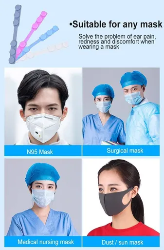 4 PCS Extended Silicone Bands Anti-Tightening Strap for Masks to Prevent Ear Pain,Adjustable Comfort mask Grips Extension Buckle