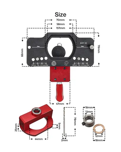 Original 35mm Concealed Hinge Jig Woodworking Dowel Cabinet Jig ，Woodworking Hole Drilling Guide Locator ，Accurate Locking