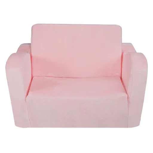 Baby Chair Foldable 2-in-1 Comfy Baby Lounger Couch Kids Sofa Pink