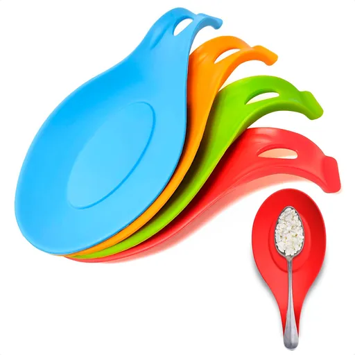 Silicone Spoon Rest for Kitchen Counter - 4Pcs Silicone Spoon Rest for Stove Top Cooking Spatula Rest for Counter Kitchen